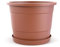 Plastard Blumentopf Terra Ø 46 cm Terrakotta mit Untersetzer, wetterfester Pflanzkübel, Pflanztopf, Blumenkübel, Übertopf für Innen & Außen aus Kunststoff mit Überlauf