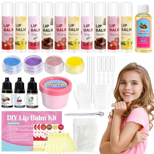 Lipgloss Selber Machen, Vezerd Lippenbalsam Making Kit, Mädchen Kreative Basteln Erwachsene Lip Gloss Lippenstift DIY Herstellungsset Set, Lustiges & Einfaches Make Up Geschenk Für Frauen