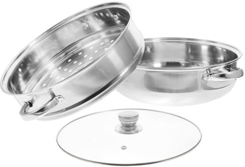 Amosfun Vaporera De Alimentos Olla Vaporera Inoxidable Diseño Premium Multifuncional Para Verduras y Panecillos Fácil De Transportar