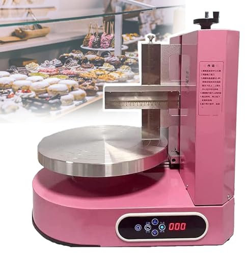 Dfdieratve MáQuina para Decorar Pasteles, Recubrir y Esparcir Crema, Plato Giratorio AutomáTico para Glaseado con Raspador Graduado para Pasteles de 4 a 16 Pulgadas,Pink