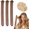 3Pcs Hitzefreie Lockenwickler, Haar Locken über Nacht, Lockenwickler Über Nacht mit Haken, mit Satin Haarhaube, Langes und Kurzes Haar Verwendet Werden (Khaki)