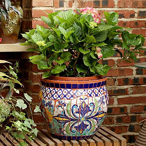 Runder Spanischer Blumentopf Für Den Innen- Und Außenbereich, Großer Keramikboden, Bonsai-Pflanztopf, Gartendekoration, Kreativer Topf, Blumentopf, Pastoraler Stil, Mediterran, Mehrere Größen, Groß,