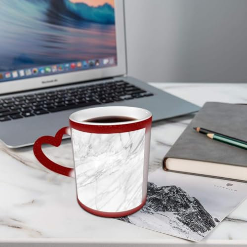 AELKSP Tasses Magique Mugs Change De Couleur en Fonction De La Température du Liquide,Mug Cadeau Original Tasse pour 330ml,Motif de surface en marbre et granit avec effet d'esquisse, effet nature et i