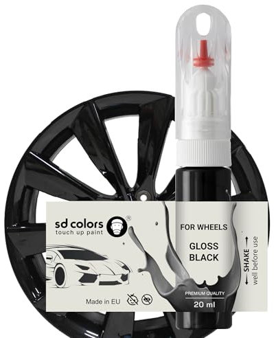 SD COLORS Peinture de retouche pour jantes - Noir brillant - Compatible avec Tesla Model S, X, 3, Y - Arachnid, Uberturbine, Sport (21”, 20”, 19”, 18”)