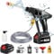 Nettoyeur Haute Pression sans Fil,Nettoyeur Haute Pression sur 1 Batterie, Nettoyeur Haute Pression 60Bar, Chargeur et Tuyau de 5M Pistolet Haute Pression sans Fil pour Jardin et Voiture (30000mahA)