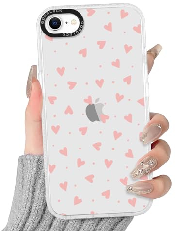 Yirlbey Transparent HandyHülle für iPhone 7/8/SE2020/SE2022 Herz Hülle, Aesthetic Muster Liebe Design Mädchen Geschenk Schutzhülle, Silikon TPU-Rahmen PC-Rückseite Case Cover für iPhone SE 4,7,Heart