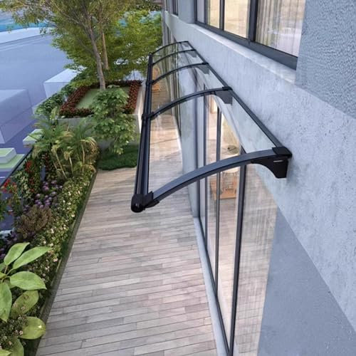 Türmarkisen draußen Gebogenes Markisendach for Türfenster, Polycarbonatplatte, UV- Und Schneeschutz, Regenschutz Außen Mit Aluminiumstange, for Türeingänge, Veranden, Innenhöfe(80x480cm/32 x189)