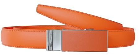 KMISSO Damen Automatik Gürtel Übergrößen Echt Veganes Leder 30642 Orange 115 cm