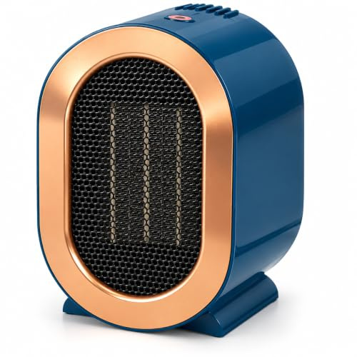 ME JO 1200W Retro Portable Plug In Electric Space Heater – Fast Heating Energy Efficient Ceramic Fan Heater, Small & Quiet Indoor/Outdoor Heater for Bedroom, Office & Camping – UK/USA Plug | Blue