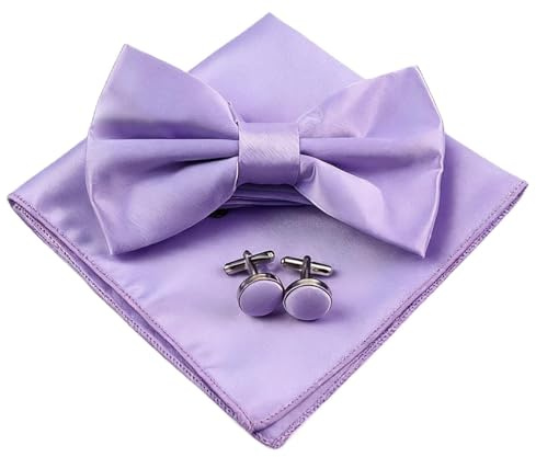 CENCERY Noeud papillon homme violet | Ensemble avec pochette en soie & boutons de manchette | Costume soirée & mariage
