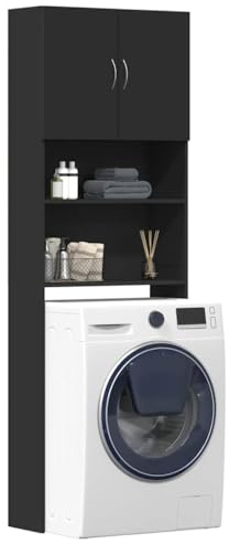 Générique Meuble de Machine à Laver Noir 64x24x190 cm Bois d'ingénierie, Maison & Jardin, Accessoires pour appareils électroménagers, Accessoires pour appareils de blanchisserie (Poids 26.89KG)