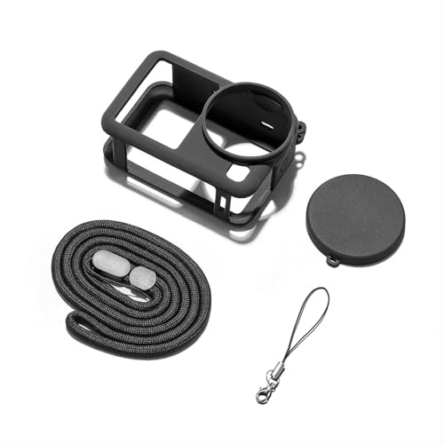 Soft Silicone Protective Cover Case for DJI OSMO Action 6, Shockproof Anti-Scratch Shell with Lens Cap and Lanyard compatible with Action 6 Action Camera Accessories(Black)
