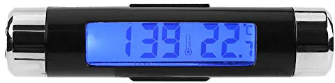VOBOR Auto Uhr Thermometer, 2 in 1 Digitales Kfz-LCD-Thermometer mit LED Hintergrundbeleuchtung, Mini Auto Elektronische Uhr(3.4x0.7in)