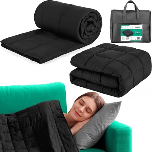 KEDICA Gewichtsdecke 8kg, Therapiedecke aus Mikrofaser, 150x200cm, 7-Schicht-System mit Glasperlen, Oeko-TEX Zertifiziert, für Besseren Schlaf und Stressabbau, Schwarz
