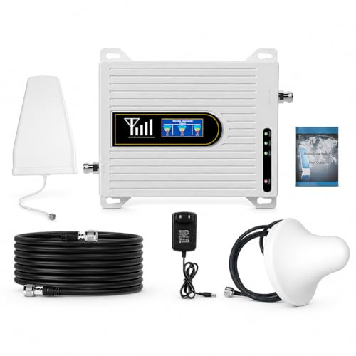 Mobile Network Signal Booster Kit 2100 1800 900MHz LTE GSM Amplifier with Outdoor Antenna Enhancer for Wider 4G Coverage and Improved Reception