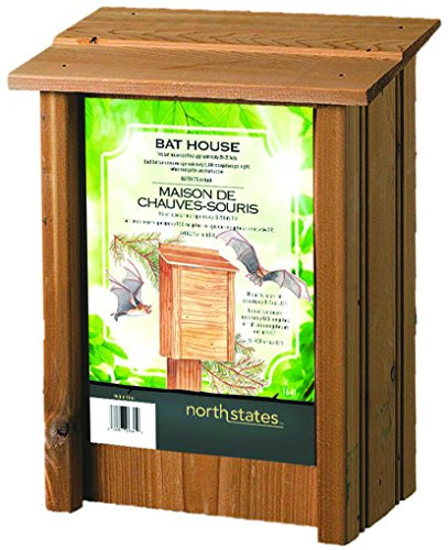 North States - Outdoor Bat House for Mosquito Control with 3 Roosting Chambers, Holds 75 Brown Bats - Natural Wood