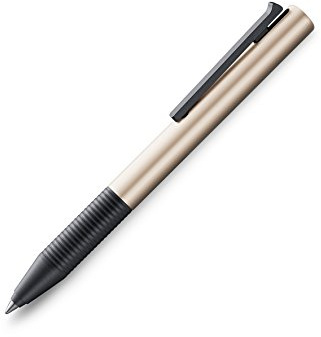 LAMY tipo Al/K Tintenroller 339 - Rollpen aus hochglänzendem Kunststoff in der Farbe Pearl mit integrierter Clip-Drücker-Mechanik - Tintenrollermine M 66 blau - Strichbreite B