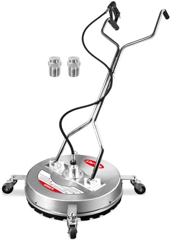 WOJET 20 Pressure Washer Surface Cleaner with 4 Wheels&Dual Handles, 4500PSI Stainless Steel Surface Cleaner Attachment for Pressure Washer for Concrete Driveway Sidewalk Deck Patio, Commercial Grade