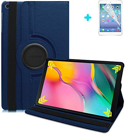 ARECY® Samsung Galaxy Tab S5E (T720/T725) Hülle Case-360 Grad Rotations PU Ledertasche Smart Cover mit Standfunktion für Samsung Galaxy TAB S5E T720/T725 10.5 Tablet+Display Schutzfolie(Dunkelblau)