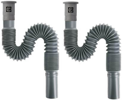 30mm Flexible Waste Trap, Stretch Water Pipe Connector for Bath Wash Basin Kitchen Sink, Universal Fit Plumbing Accessory