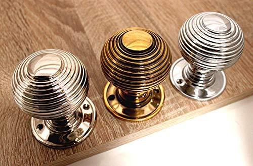 Antiker großer Türknauf mit Schilfrohr für Bienenkorb, antikes Messing, satiniert, Chrom, 60 mm