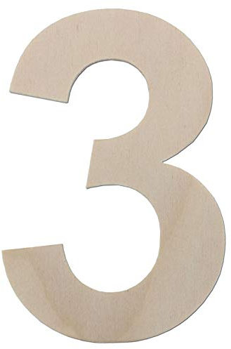 Zahlen aus Holz - Stil und Größe wählbar - bis 80 cm Höhe wählbar (60 cm, 3)