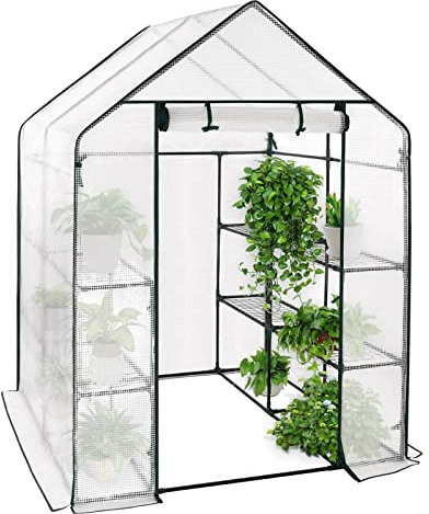 WOLTU Serre de Jardin PE pour lègumes avec Porte, Blanc, 143x143x195cm