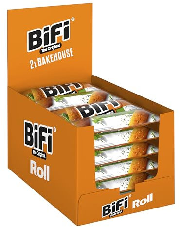BiFi Bakehouse Roll – 24er Pack (12 x 2 x 40g) - Salami Snack in einem lockeren Teig – Original Wurstsnack To Go - für Unterwegs, im Büro oder beim Sport - mit italienische Kräutern