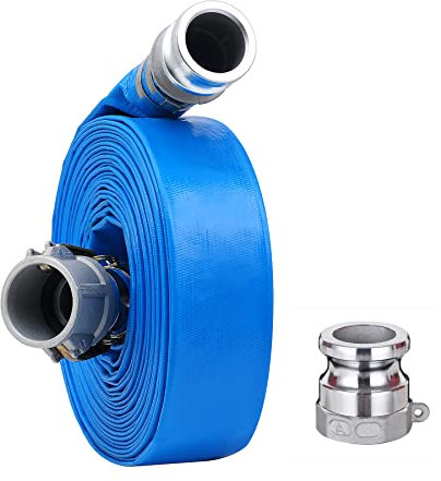 3,8 cm x 15,2 m PVC-Entladungsschlauch mit Aluminium-Camlock-C- und E-Armaturen, Nockenverriegelung, Typ A im Lieferumfang enthalten, Pumpen-Rückspülschlauch