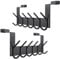 SKOLOO Lot de 2 crochets de porte à suspendre avec 6 crochets, en métal, pour porte-serviettes, manteaux, noirs