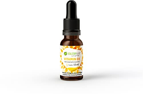 Vitamin D3 Liquid 1.000 i. E.; VITALSTOFFWERK®, Vitamin D3 Tropfen, Sonnenvitamin, Tagesportion entspricht 1 Tropfen