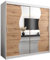 KRYSPOL Schwebetürenschrank Madryt 200 cm mit Spiegel Kleiderschrank mit Kleiderstange und Einlegeboden Schlafzimmer- Wohnzimmerschrank Schiebetüren Modern Design (Weiß + Artisan Eiche)