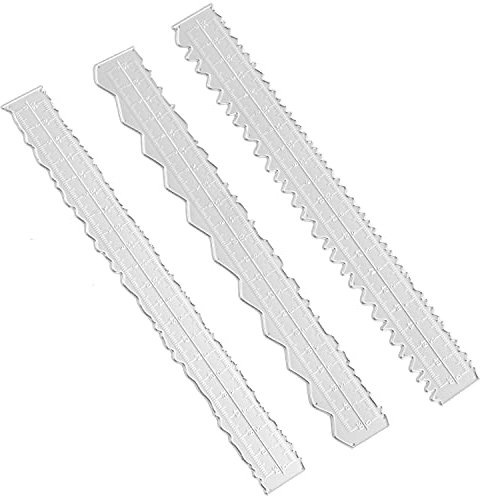 3 Stück Lineal mit Unregelmäßigen Kanten, 21,4cm Bastellineal Metall Papier Reiß Lineal mit Gezackter Kante Messlineale zum Prägen Kartenherstellung Stanzformen Basteln (3 Stile)