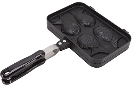 UPQRSG Taiyaki Fischförmige Kuchenform, Antihaftbeschichteter Waffel Pfannkuchen Brotbackautomat, Pfannkuchen Back Doppelpfannenform mit Langem Griff, für Heim DIY Kochparty Dessert