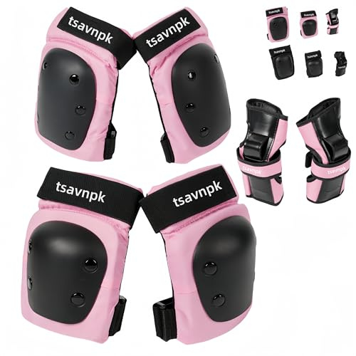 Knee and Elbow Pads Set for Women&Teens, Pink Skateboarding Protective Gear
