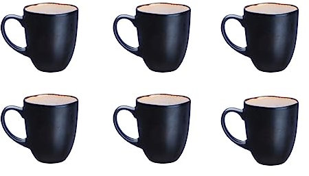 Björn, Collection Iris, Lot de 6 Mugs 40cl en Grès avec Email Réactif, Blanc Ivoire - Tasses à Café ou Thé - Compatible Micro-ondes et Lave-vaisselle