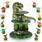 Censen 3-stöckiger Dinosaurier-Cupcake-Ständer, Party-Dekorationen, Dinosaurier-Cupcake-Halter, 24 Stück, Dinosaurier-Figuren, Spielzeug, Cupcake-Topper, Dinosaurier-Dessert-Turm für Jungen