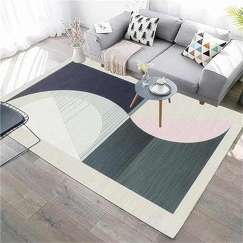 Teppich Teppich Wohnzimmer Teppich Salon Grau Geschwungenes Geometrisches Muster Bodenbelag Langlebig 50X80Cm Outdoor Teppiche Wetterfest Grau