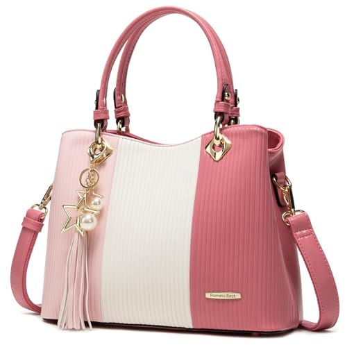 Pomelo Best - Sacs à main pour femme avec plusieurs poches intérieures et une jolie combinaison de couleurs, Rose pêche, Contemporain