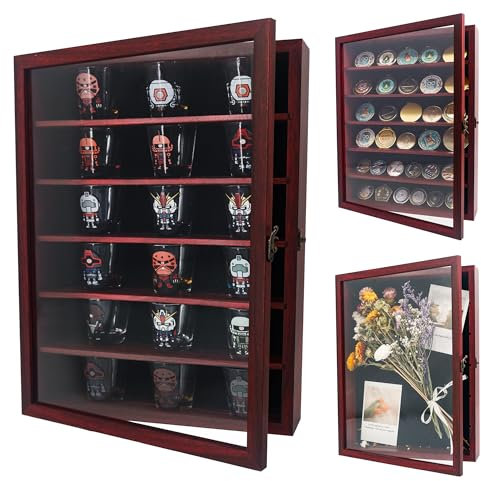 FramePro 12x16 Shadow Box Frame with Removable Shelves, Deep Memory Box Display Case for Collector, Keepsake Coins Military Medals Pins Wedding Flowers Red