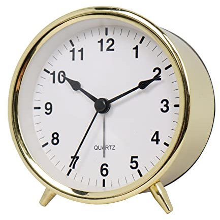 Ranuw Metal Creative Alarm Clock Small Mute Alarm Clocks Bedside Electronic Round Number Desk Table Home Decoration Clock Bedside Clocks Bedroom Battery Operated