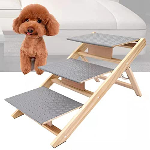 Wooden Dog Steps, Folding 3 -story Staircase, Portable Dog/cat Ladder, The Most Suitable Dog, Elderly Dog and Cat, and Joint Pain In Pets