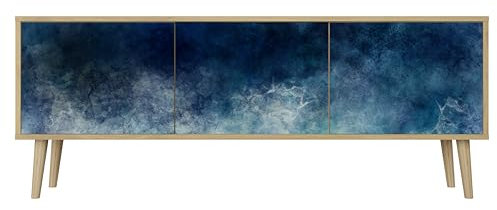 Healancy Biomedical TV Schrank mit Türen - Kommode - Fernsehschrank - Lowboard - Fernsehtisch - Wohnzimmer Möbel - Board mit Stauraum - Tisch - Sideboard - Fernsehrregal Riva-Eiche