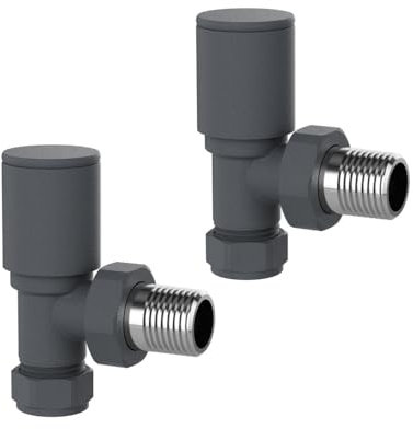 Hemlock - Anthracite Angled Towel Rail/Radiator valves Valves 1/2 /15mm Anthracite Radiator Valves