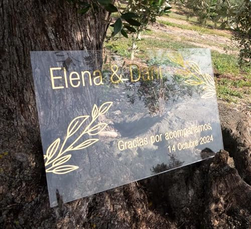 Cartel Para Boda de Metacrilato Transparente 60 x 40 cm, Bienvenidos a la Boda, Letrero Entrada Boda, Bienvenida a los Invitados, Carteles de Boda