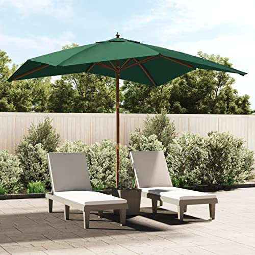 ARKEM Sonnenschirm mit Holzmast Grün 300x300x273 cm Garten-Schirme Balkon Gadgets Sonnenschirm Windfest
