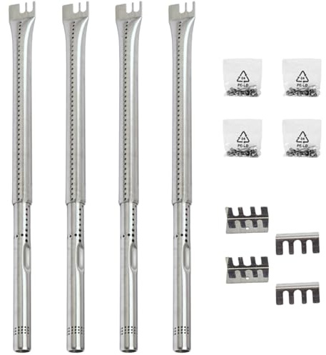 Set mit 4 verstellbaren Grillteilen für Gasgrills, Ersatzbrenner, Edelstahlrohrbrenner (1,27 cm Durchmesser) für Gasgrill-Modelle von Charbroil, Nexgrill und den meisten anderen Herstellern