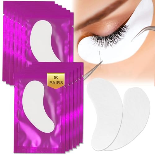 50 Paar Wimpernverlängerung Pads,Augenpads für Wimpernverlängerung,Wimpernpads Eye Gel Patches,Auge Gel Pads-von Wimpern,für Pro Salon Individuelle Wimpernverlängerung(Purple)