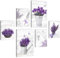 Novart Wandbilder Set Home Provence Lavendel Viollet - KEIN EXTRA RAHMEN BENÖTIGT - Modern Deko - Wohnzimmer Schlafzimmer N002967a
