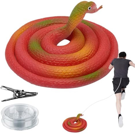 Dmuzsoih Clip- -Schlangenstreich, Schlangenstreich mit Schnurclip - Mit Metallclip befestigter Silikon-Schlangenstreich mit Schnur,Scaring Prank Prop, einfach zusammenzubauendes multifunktionales